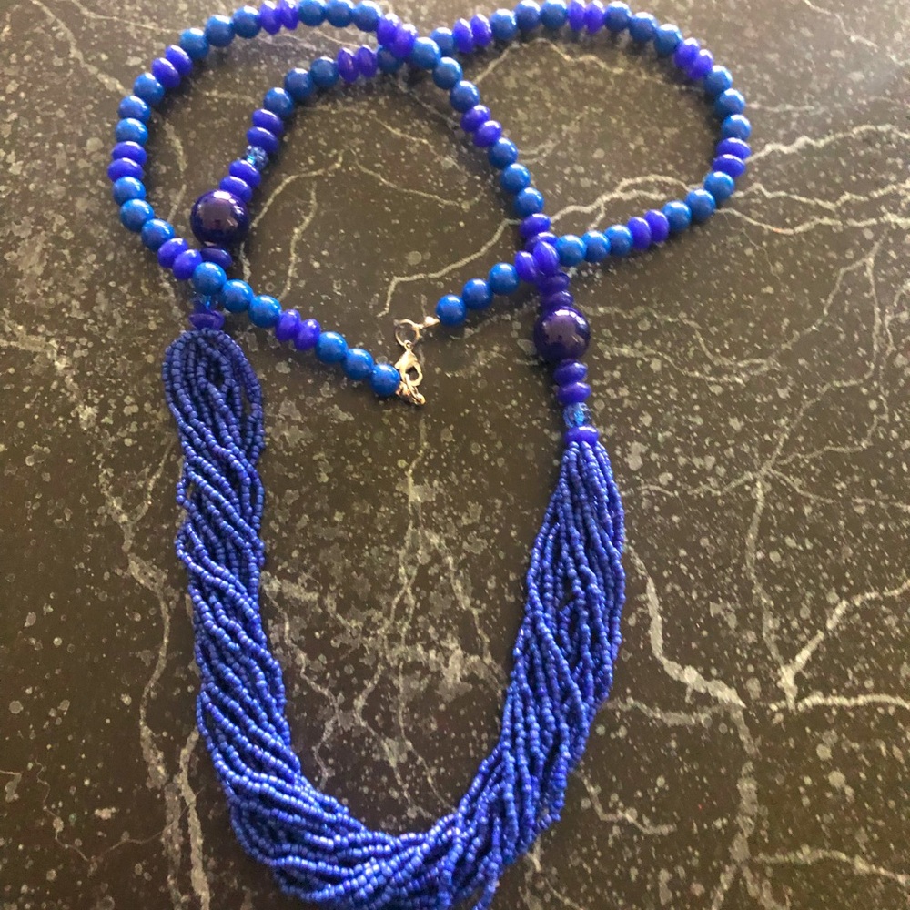 Bold Cobalt Blue XL Acrylic beaded Twistable necklace🤩